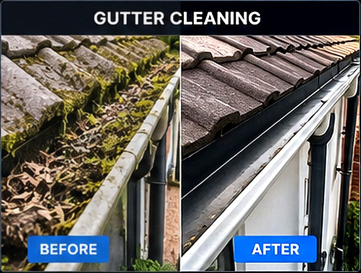 Gutter Cleaning before and after result