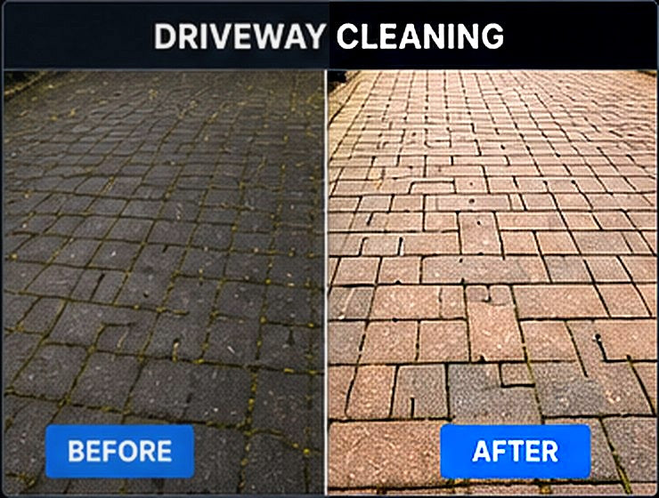 Driveway Cleaning before and after result