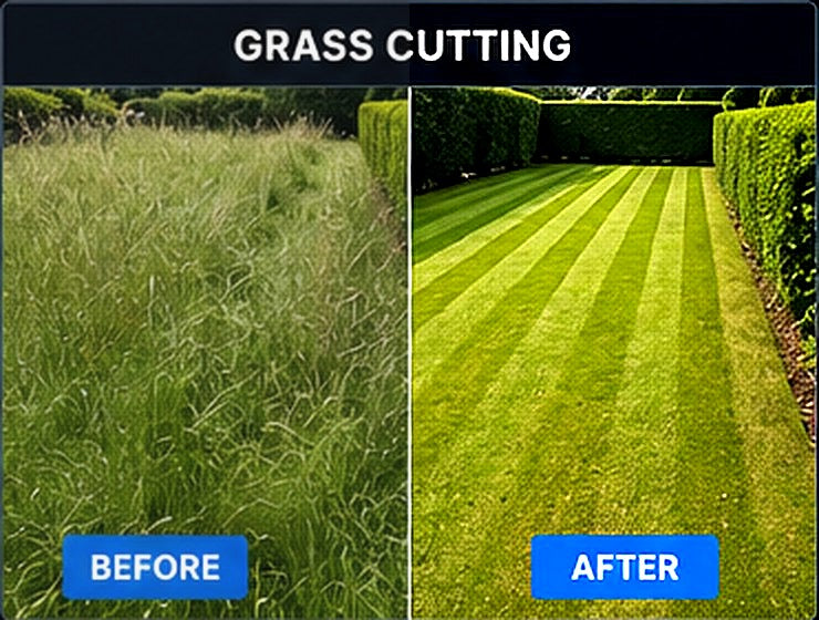 Grass Cutting before and after result